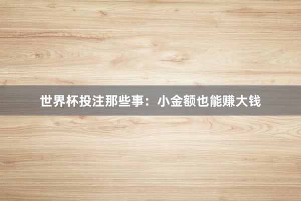 世界杯投注那些事：小金额也能赚大钱