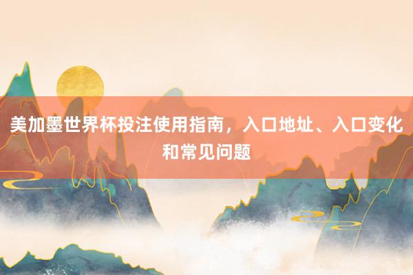 美加墨世界杯投注使用指南，入口地址、入口变化和常见问题